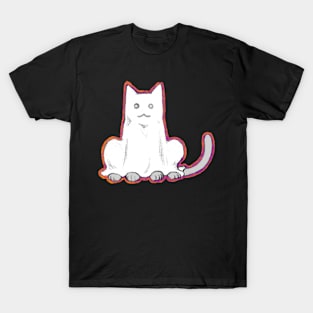 Halloween Ghost B&W Cat T-Shirt